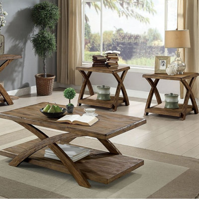 Loon Peak Saunders 3 Piece Living Room Table Set